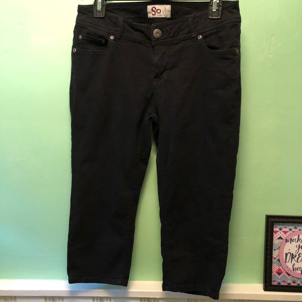 Black Stretch Denim Capris